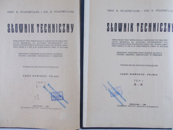 Stadtmuller K. - Słownik techniczny Tom I-II 1923r.
