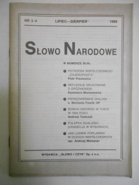 Słowo Narodowe, nr 3-4, 1989 r.