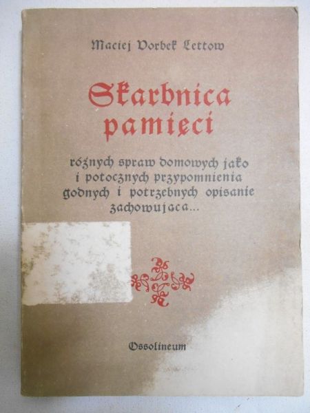 Vorbek-Lettow Maciej - Skarbnica pamięci