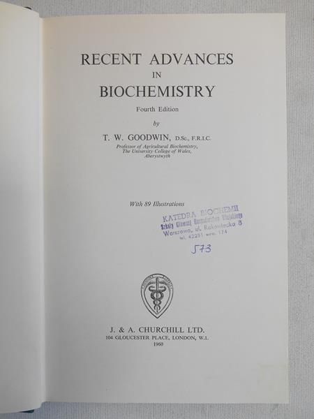 Goodwin William T. - Recent advances in biochemistry