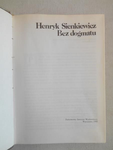 Sienkiewicz Henryk - Bez dogmatu