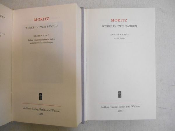 Moritz Karl Philipp - Moritz Werke in zwei Banden