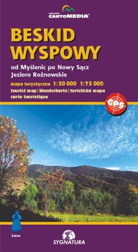 Beskid Wyspowy od Myślenic po Nowy Sącz, Jezioro Rożnowskie Mapa turystyczna 1: 50 000