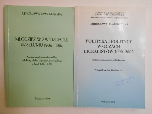 Jaworowska Mirosława - Polityka i politycy w oczach licealistów 200-2002 / Młodzież w zwierciadle przełomu 1989-1995