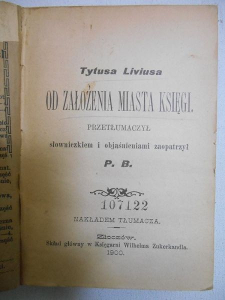 Livius Tytus - Od założenia miasta księgi, 1900 r.