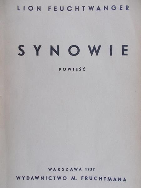 Feuchtwanger Lion - Synowie, 1937 r.
