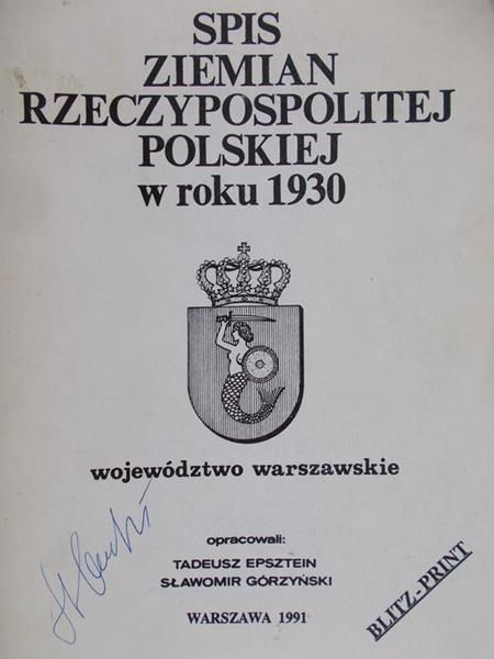 Epsztein Tadeusz (opr.) Spis Ziemian Rzeczypospolitej Polskiej w roku 1930