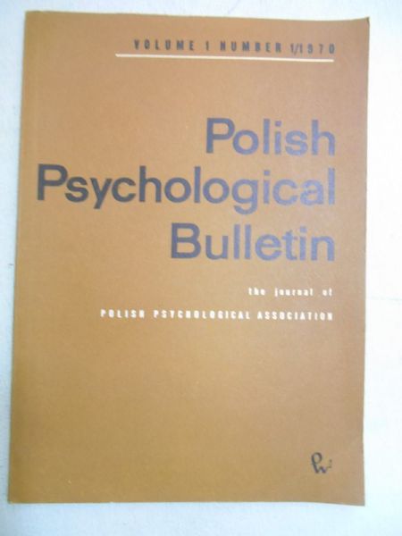 Ekel Jerzy (ed.) - Polish Psychological Bulletin, 1/1970