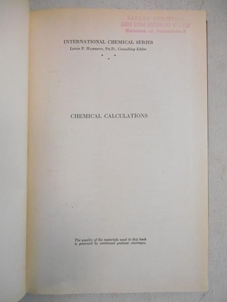 Hammet Louis P. - Chemical Calculations, 1948 r.