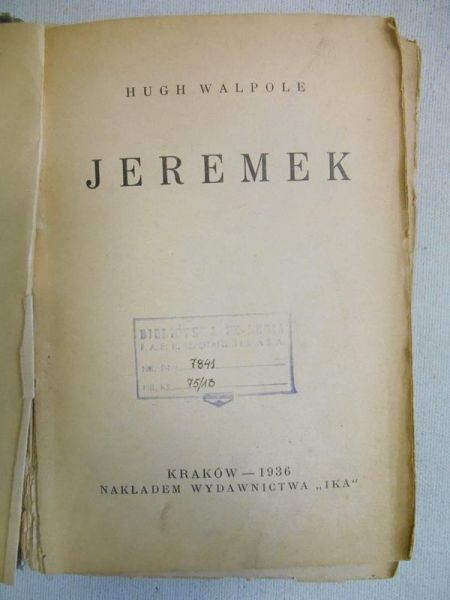 Walpole Hugh - Jeremek, 1939 r.