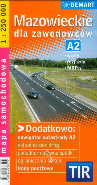 Mazowieckie dla zawodowców TIR mapa samochodowa 1:250 000
