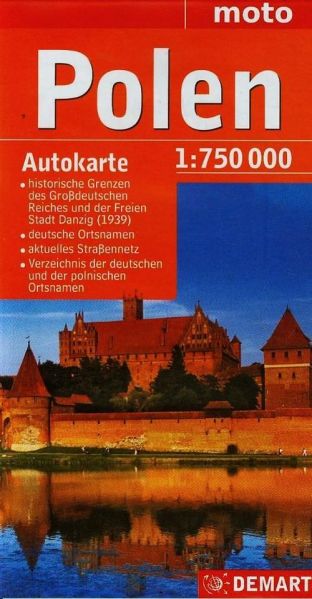 Polen, mapa samochodowa, 1:75 000
