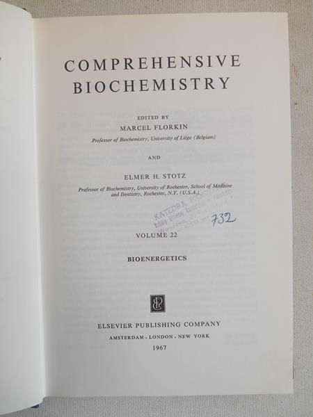 Florkin Marcel (red.) - Comprehensive Biochemistry, Vol. 22 Bioenergetics