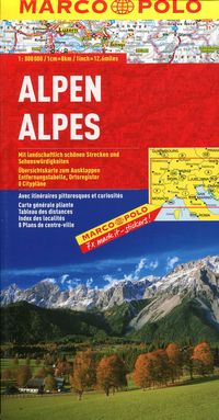 Alpy 1:800 000 w. niemiecka mapa samochodowa Marco Polo