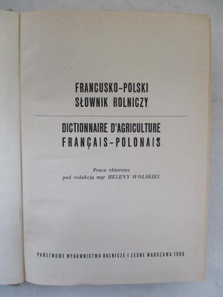 Wolska Helena (red.) - Francusko-Polski słownik rolniczy