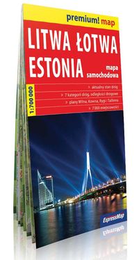Litwa, Łotwa, Estonia 1:700 000 mapa samochodowa