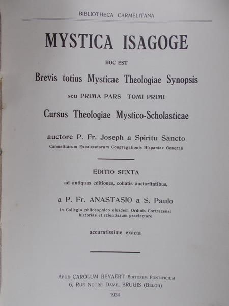 P. F. Joseph - Mystica Isagoge, 1924 r.