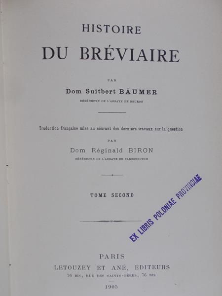 Histoire du Breviaire, 1905 r.