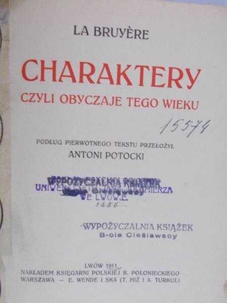 Bruyere La - Charaktery, 1911r.
