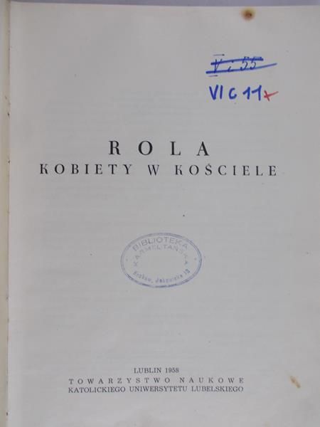 Szymański Józef - Rola kobiety w Kościele