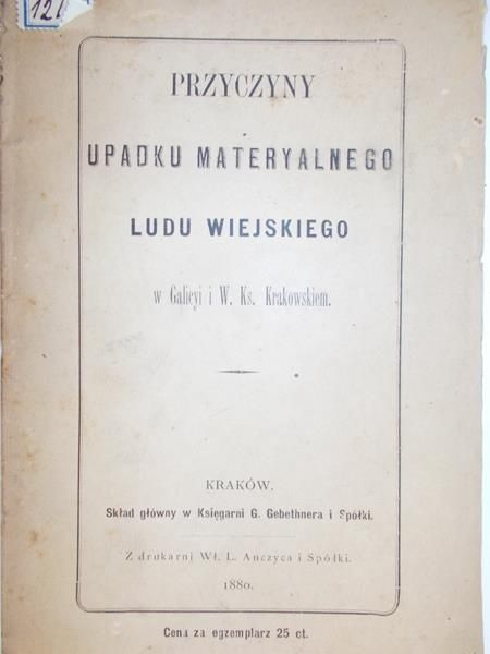 Przyczyny upadku materyalnego ludu wiejskiego, 1880 rok