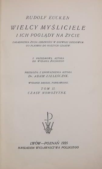 Lam Stanisław (red.) - Wielcy myśliciele i ich poglądy na życie, Tom II, 1925 r.