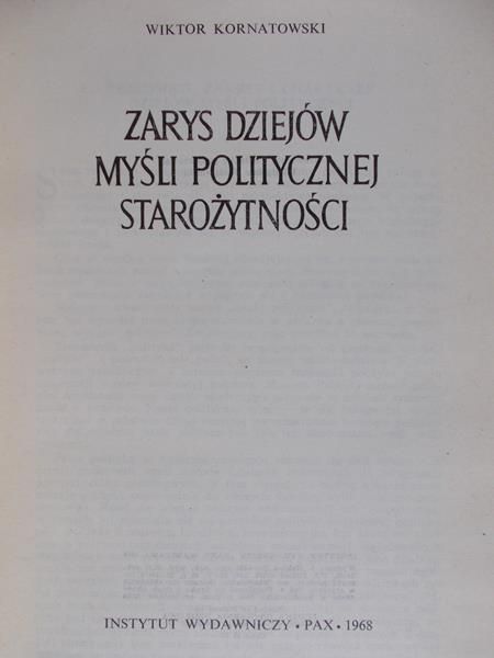 Zarys dziejów myśli politycznej starożytności