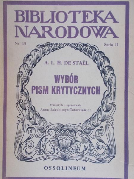 Stael A.L. H.  - Wybór pism krytycznych
