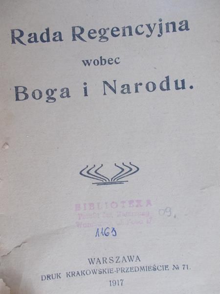 Rada Regencyjna wobec Boga i Narodu,1917 rok