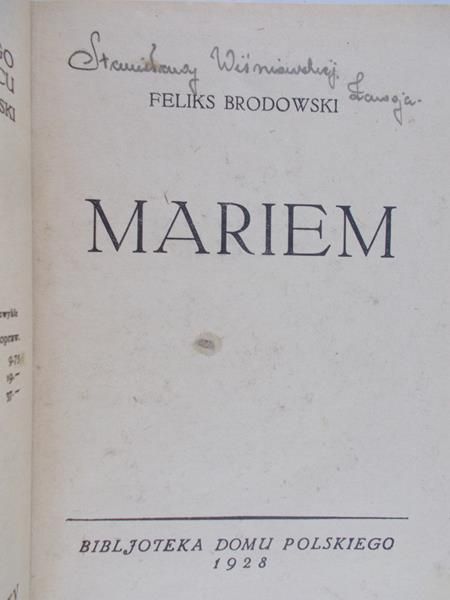 Brodowski Feliks - Mariem, 1928 r.