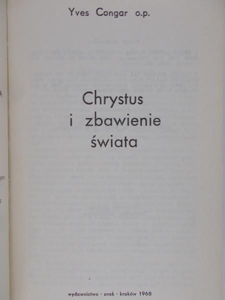 Congar Yves - Chrystus i zbawienie świata
