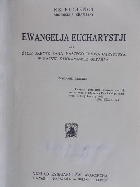 Pichenot - Ewangelia Eucharystji, 1928 r.