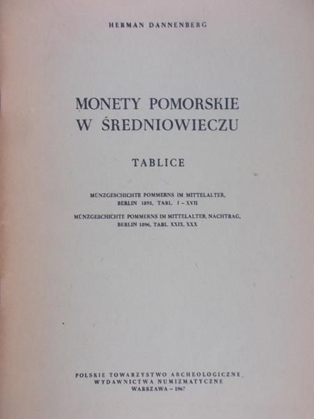 Dannenberg Herman - Monety pomorskie w średniowieczu