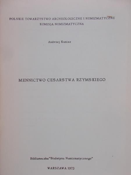 Kunisz Andrzej - Mennictwo Cesarstwa Rzymskiego