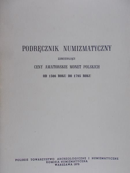 Tyszkiewicz Józef - Podręcznik numizmatyczny