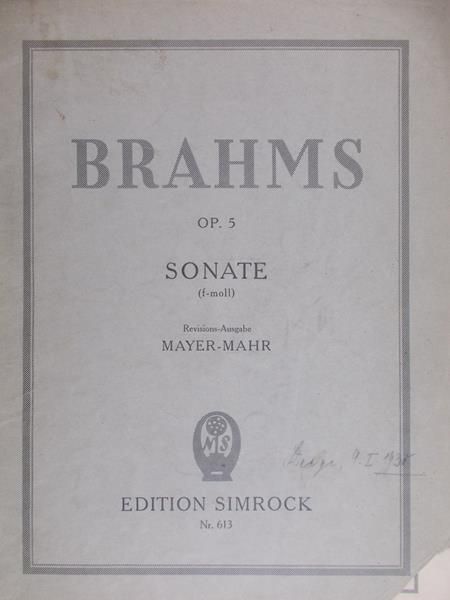 Brahms Johannes - Sonate. OP. 5