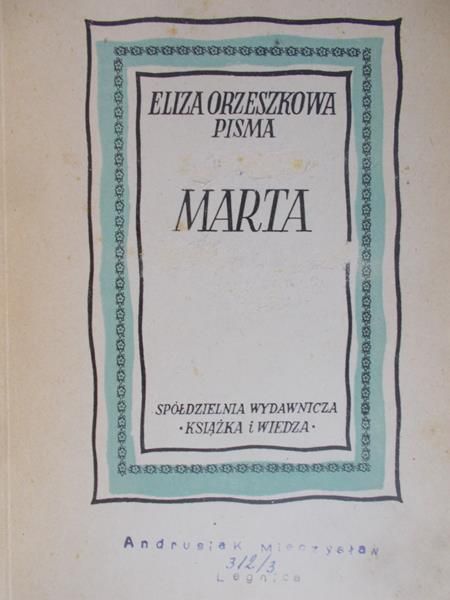 Orzeszkowa Eliza - Marta, 1949