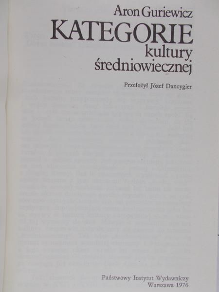 Guriewicz Aron - Kategorie kultury średniowiecznej