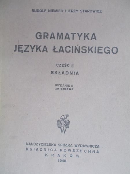 Niemiec Rudolf -   Gramatyka języka łacińskiego, 1948 r.