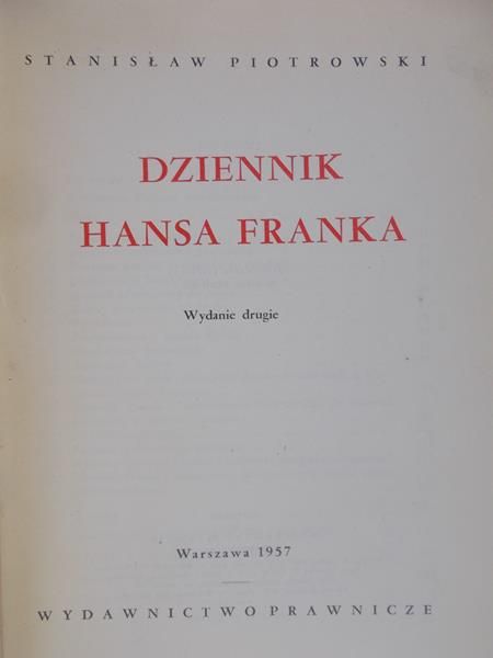 Piotrowski Stanisław - Dziennik Hansa Franka
