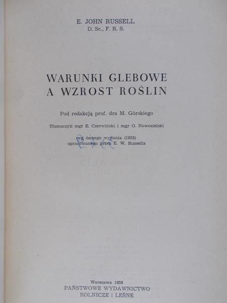 Bussell E. J. - Warunki glebowe a wzrost roślin