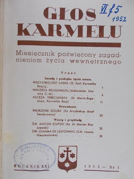 Głos Karmelu, Rocznik XXI
