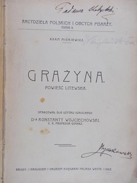 Mickiewicz Adam - Grażyna, powieść litewska, 1902 r.