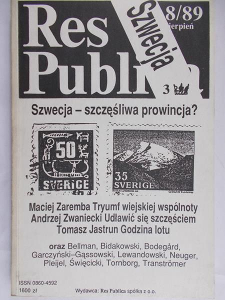 Błoński Jan - Res Publica.Miesięcznik 8/89