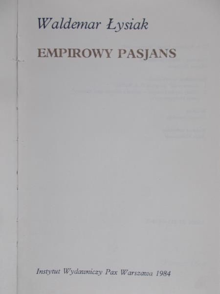 Łysiak Waldemar - Empirowy pasjans