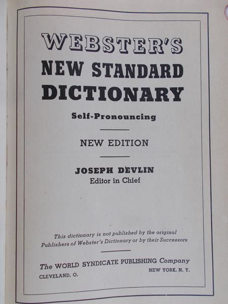 Devlin Joseph - Webster's new standars dictionary, 1940 r.
