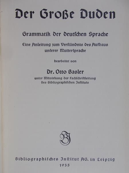 Basler Otto  - Der Grosse Duden, 1935 r.