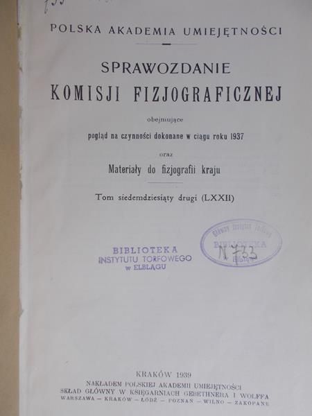 Piech Krzysztof - Sprawozdanie komisji fizjograficznej, 1939 r.