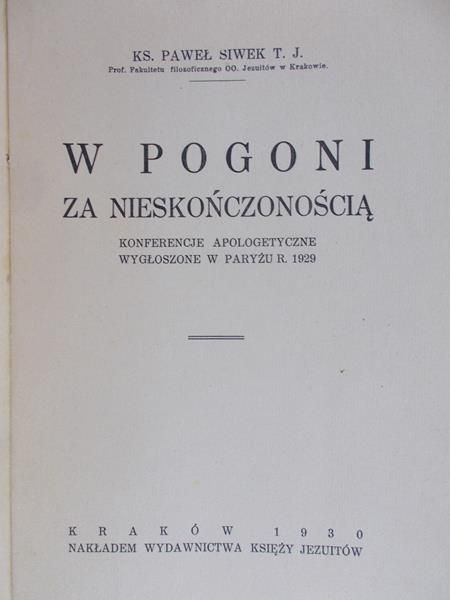 Siwek Paweł - W pogoni za nieskończonością, 1930 r.
