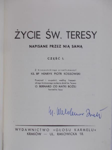 Św. Teresa od Jezusa - Życie św. Teresy, 1939 r.